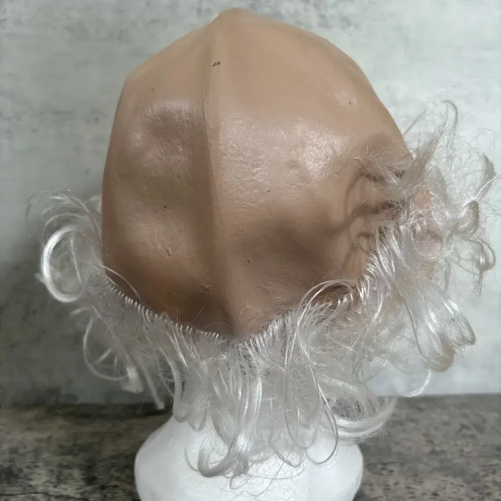 Vintage Halloween Latex Old Man White Hair Mask Scary Hairy Adult Topstone